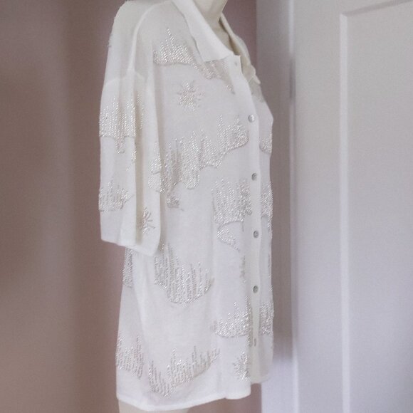 Zara Beaded Sweater Shirt - MEDIUM - Picture 6 of 7